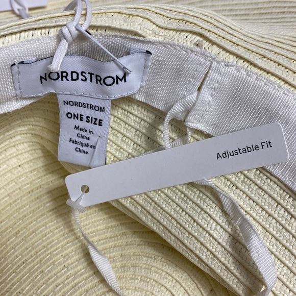 Nordstrom ivory wide brim adjustable straw hat NWT - Picture 4 of 5